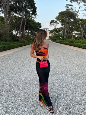New Rat & Boa Calypso Dress Floral Long Maxi Gown Small Black Orange Multi